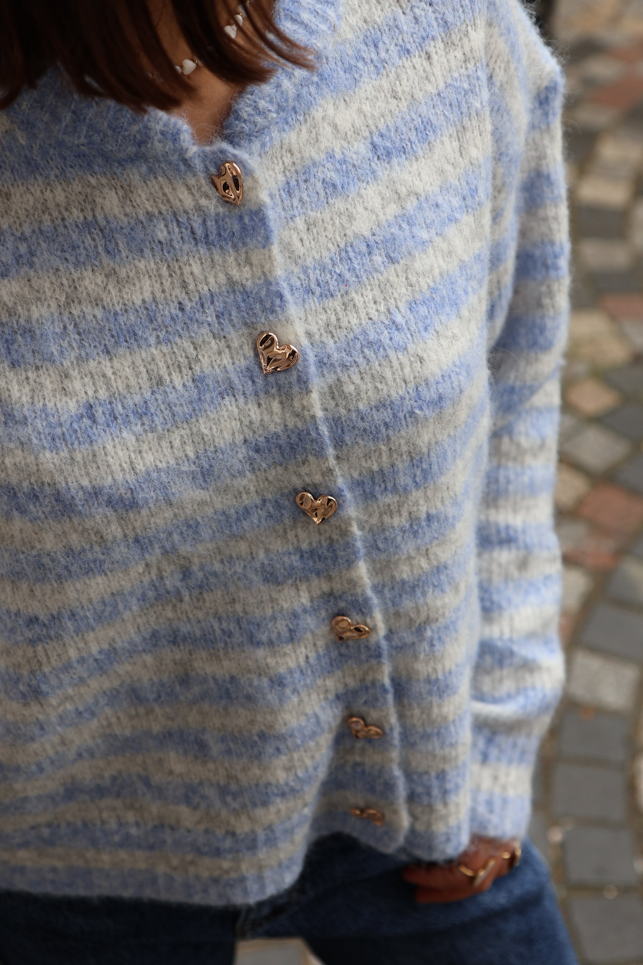 Ella and Rapha Striped cardigan donna blu a righe