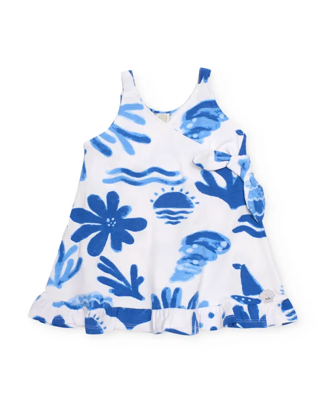 Tuc Tuc vestito bambina bianco fiocco stampa azzurra