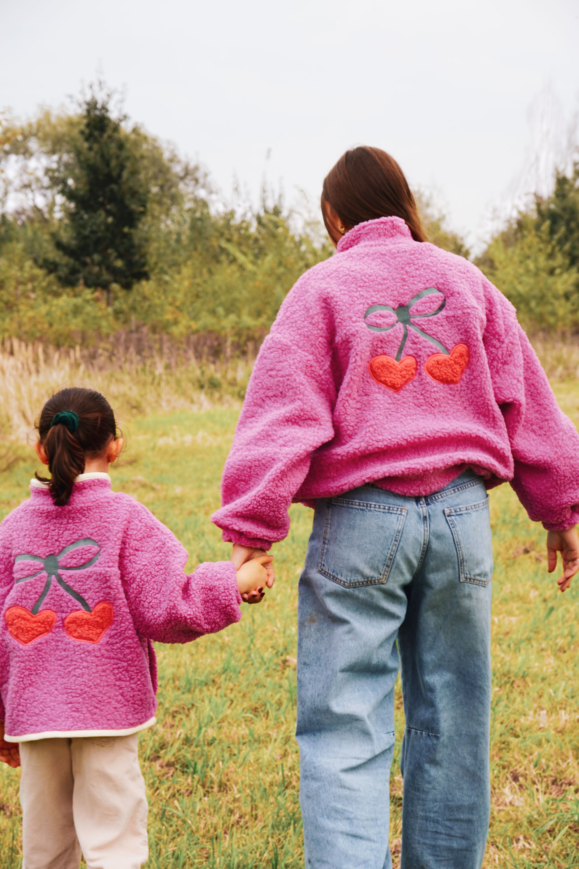 Ella and Rapha Cherry Jacket giacca teddy rosa taglia unica calda