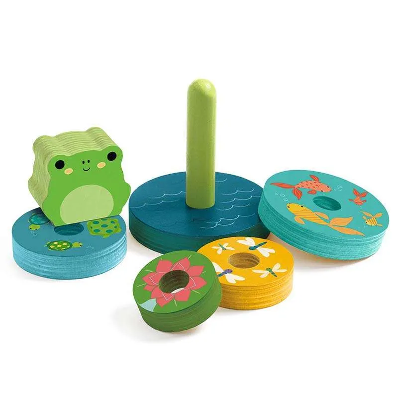 Djeco Frog 2in1 puzzle forme e impilabile legno 12 mesi