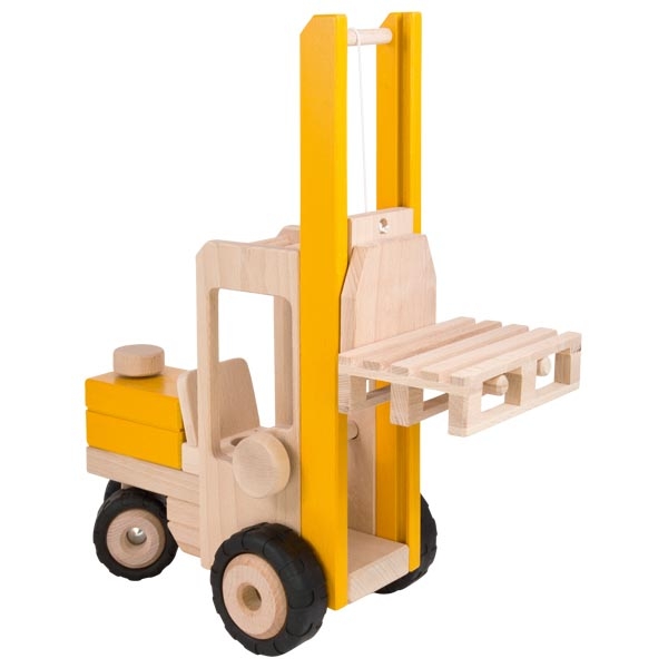 Goki carrello elevatore in legno giallo con pallet