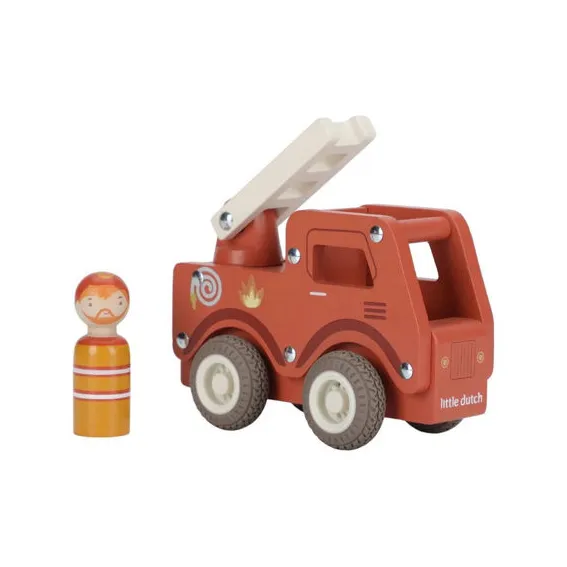 Little Dutch Camion pompieri in legno con personaggio