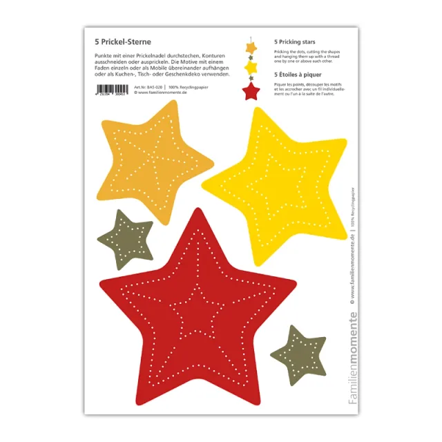Baboo Stelle cartolina A5 da punzonare carta riciclata