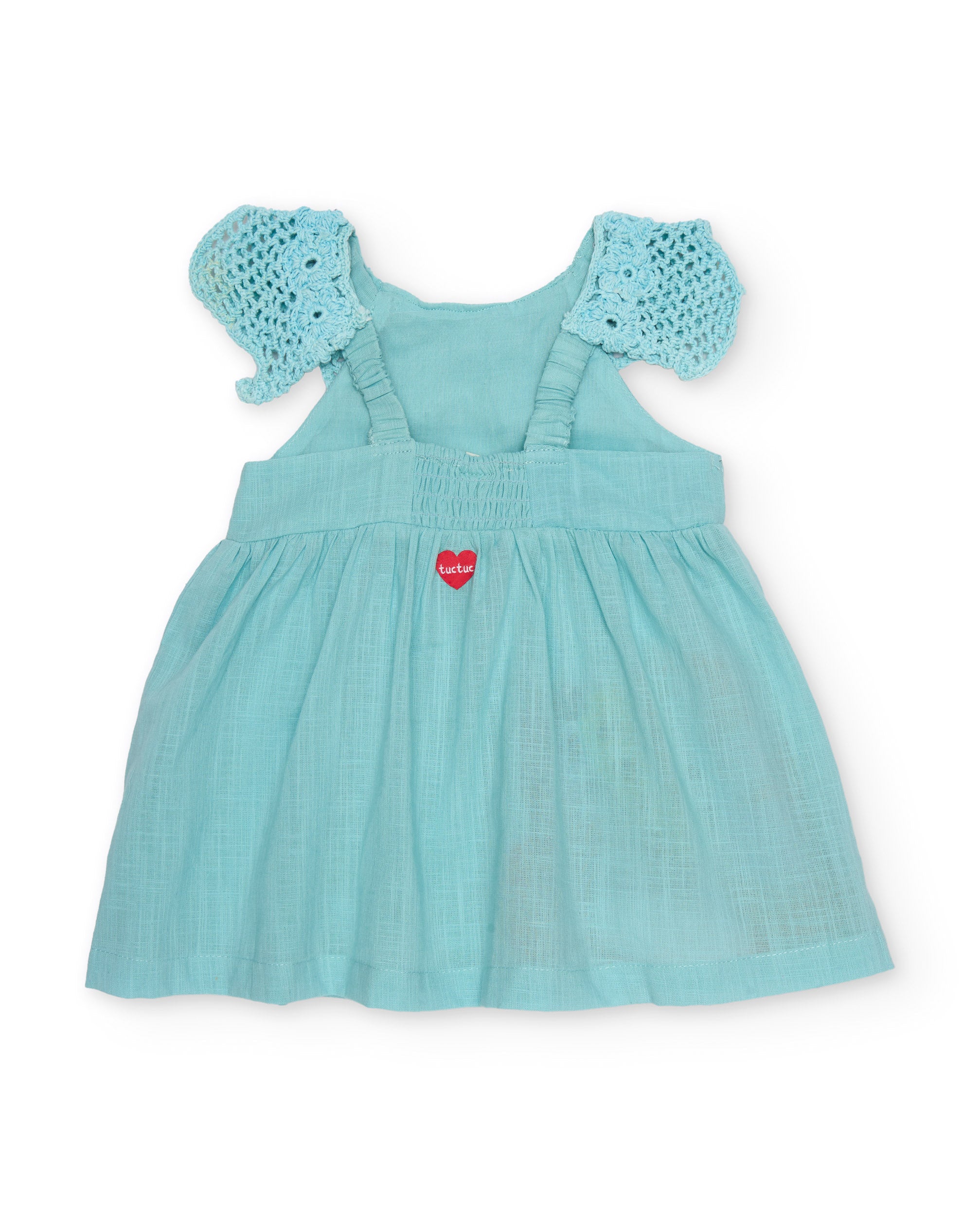 Tuc tuc vestito bambina turchese fiori uncinetto