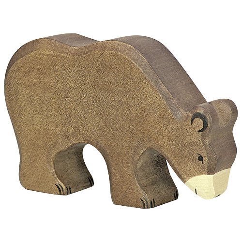 Holztiger orso bruno che mangia figura legno