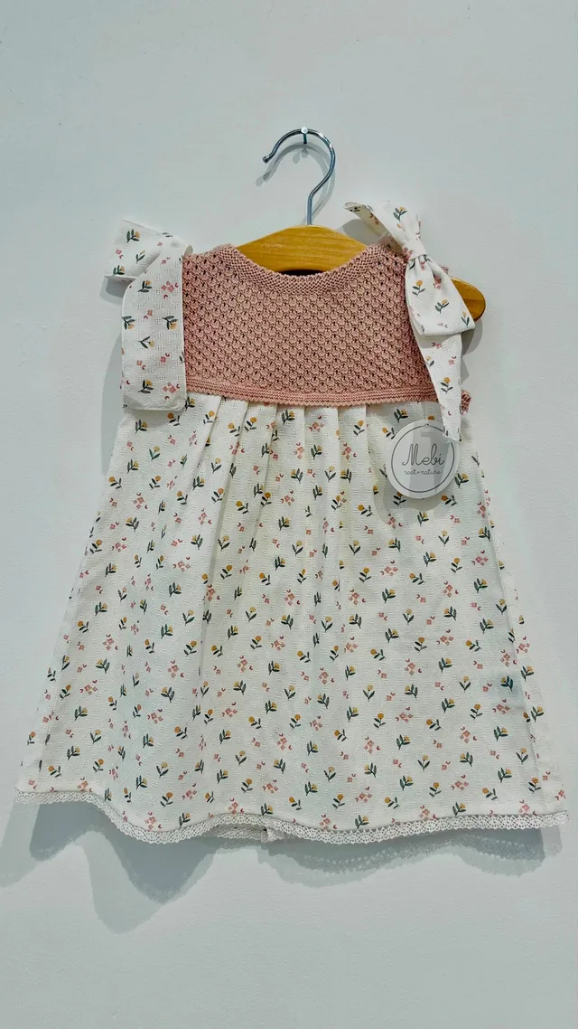 Mebi Liberty vestito bambina fiori nude 1 mese