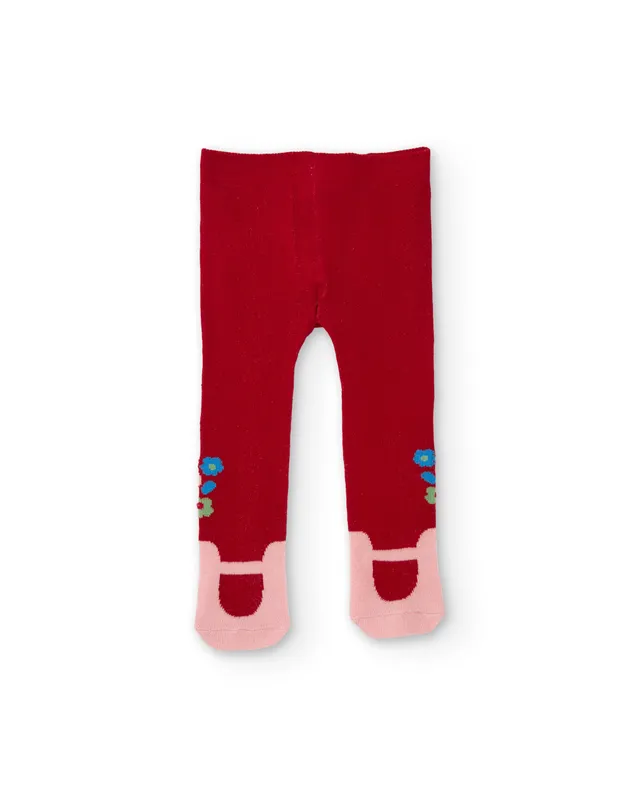 Tuc tuc collant neonata rosso con fiori caldo