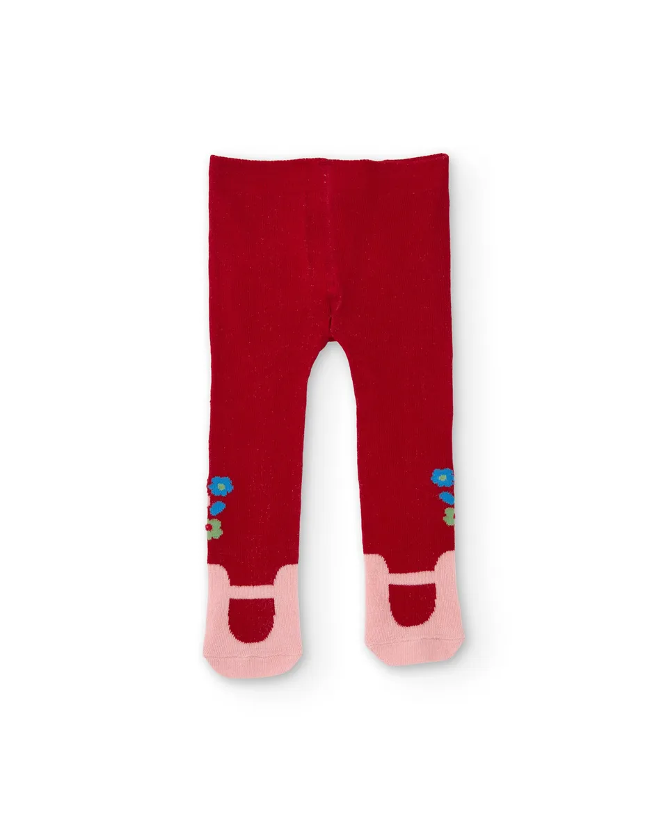 Tuc tuc collant neonata rosso con fiori caldo