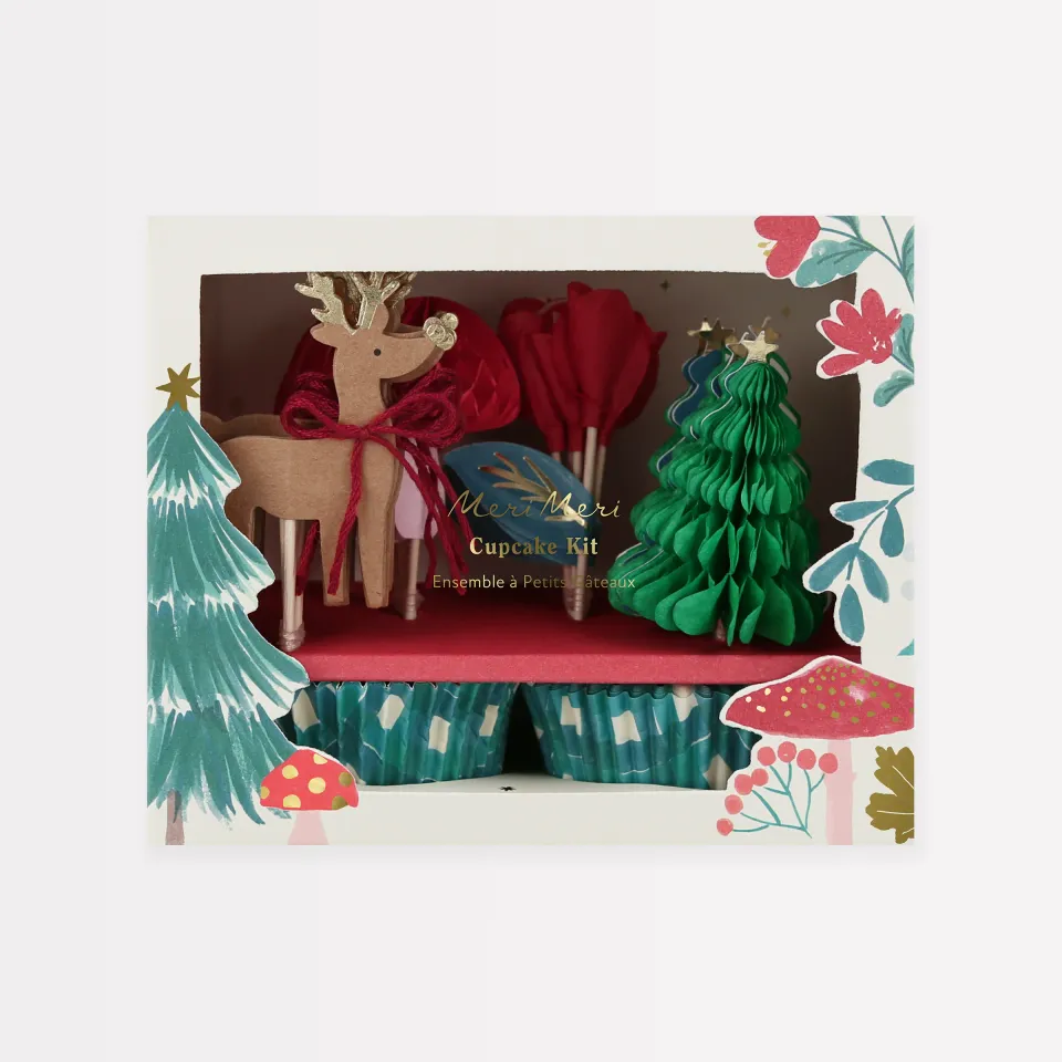 Meri Meri Winter Woodland set cupcake 24 pezzi nido d’ape