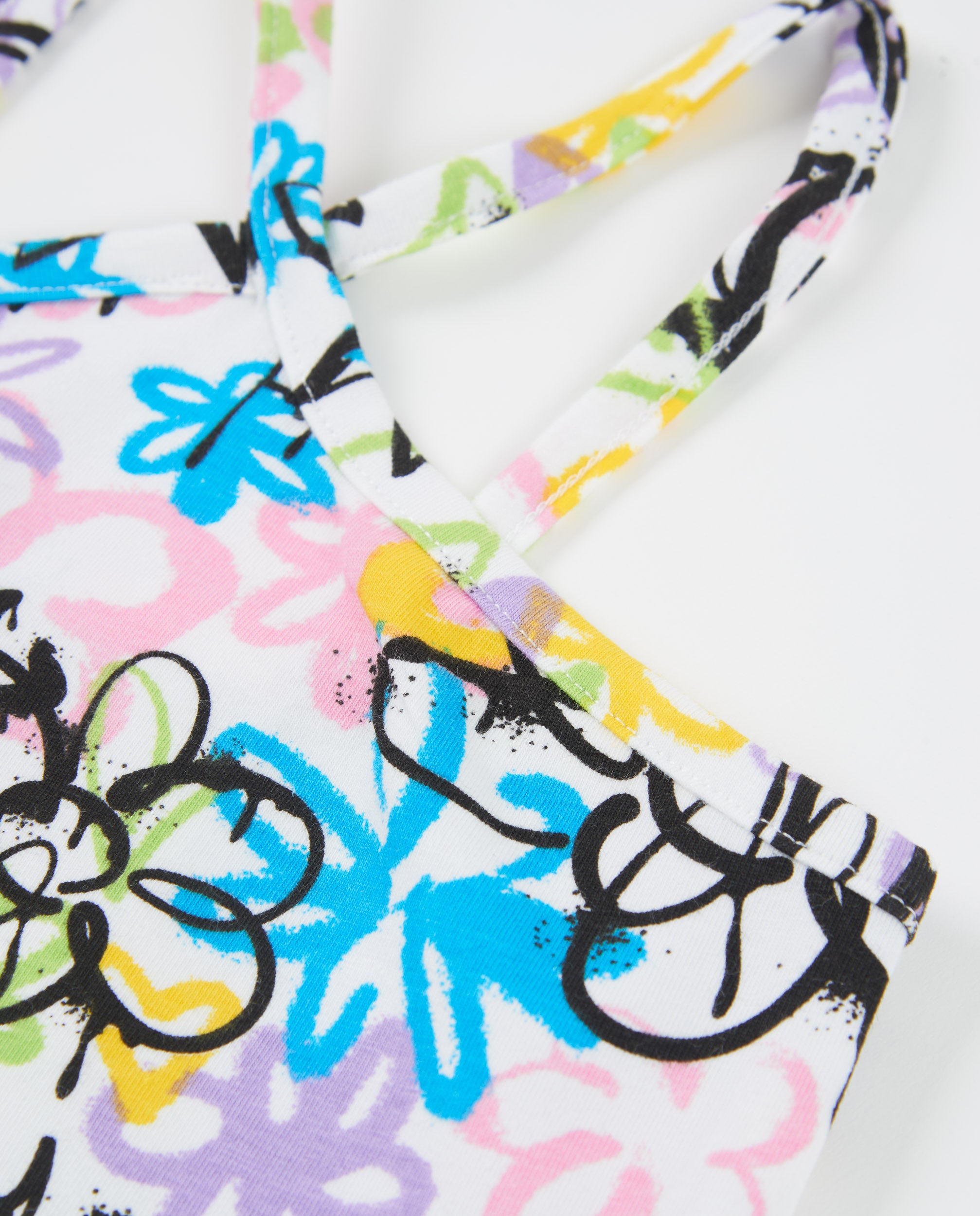 Tuc Tuc top bambina bianco stampa graffiti spalline