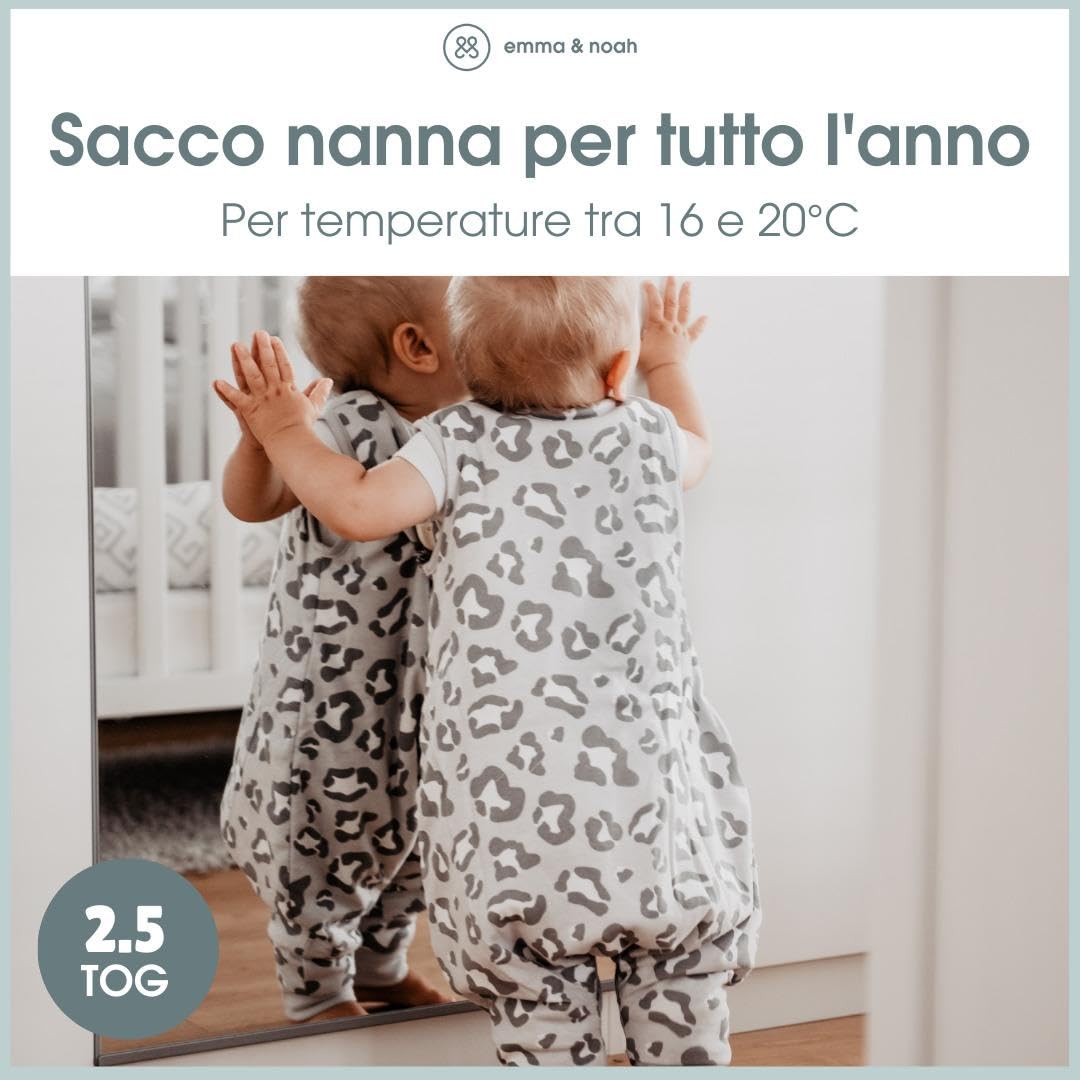 emma & noah Sacco Nanna Piedi 2.5 TOG 90 cm Grigio Bio