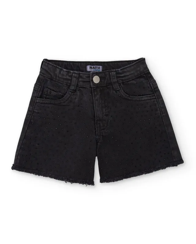 Tuc tuc shorts bambina denim nero borchie
