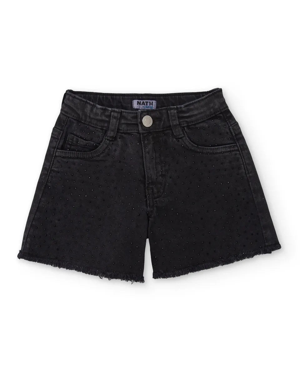 Tuc tuc shorts bambina denim nero borchie