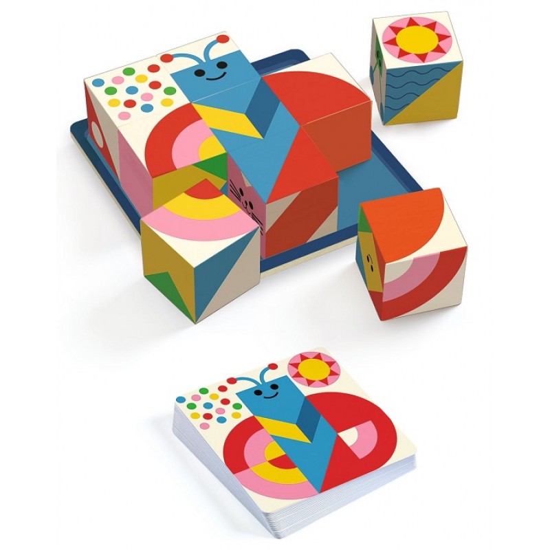 Djeco Cubologic Gioco Composizione 9 Cubi Carte
