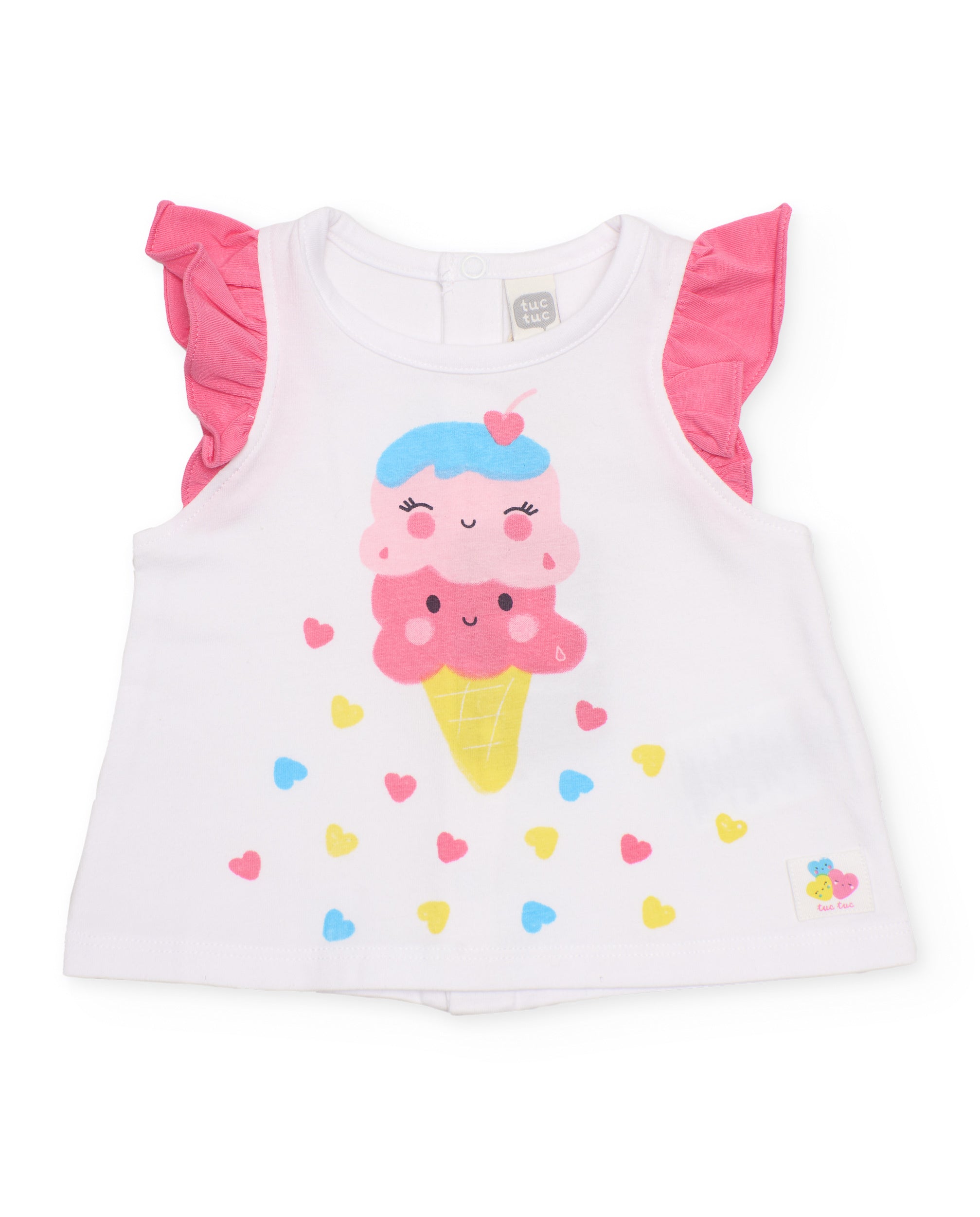Tuc Tuc completo neonata bianco con volant gelato