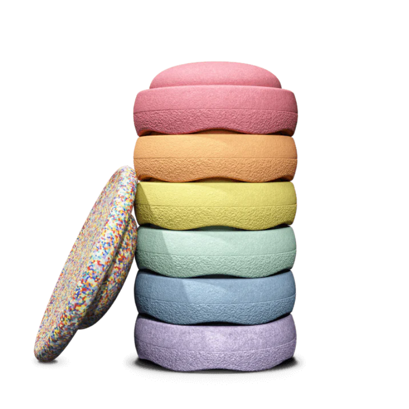 Stapelstein Rainbow Pastel set impilabili 6 pezzi + tavola