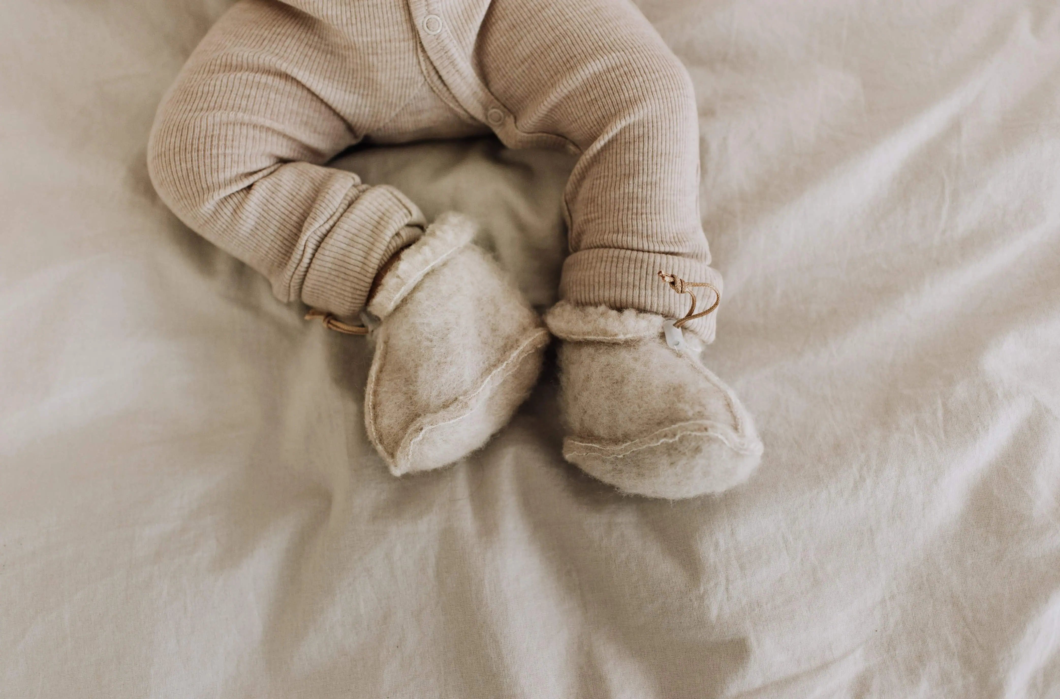 Kico Label scarpine neonato lana merino beige 0-6 mesi