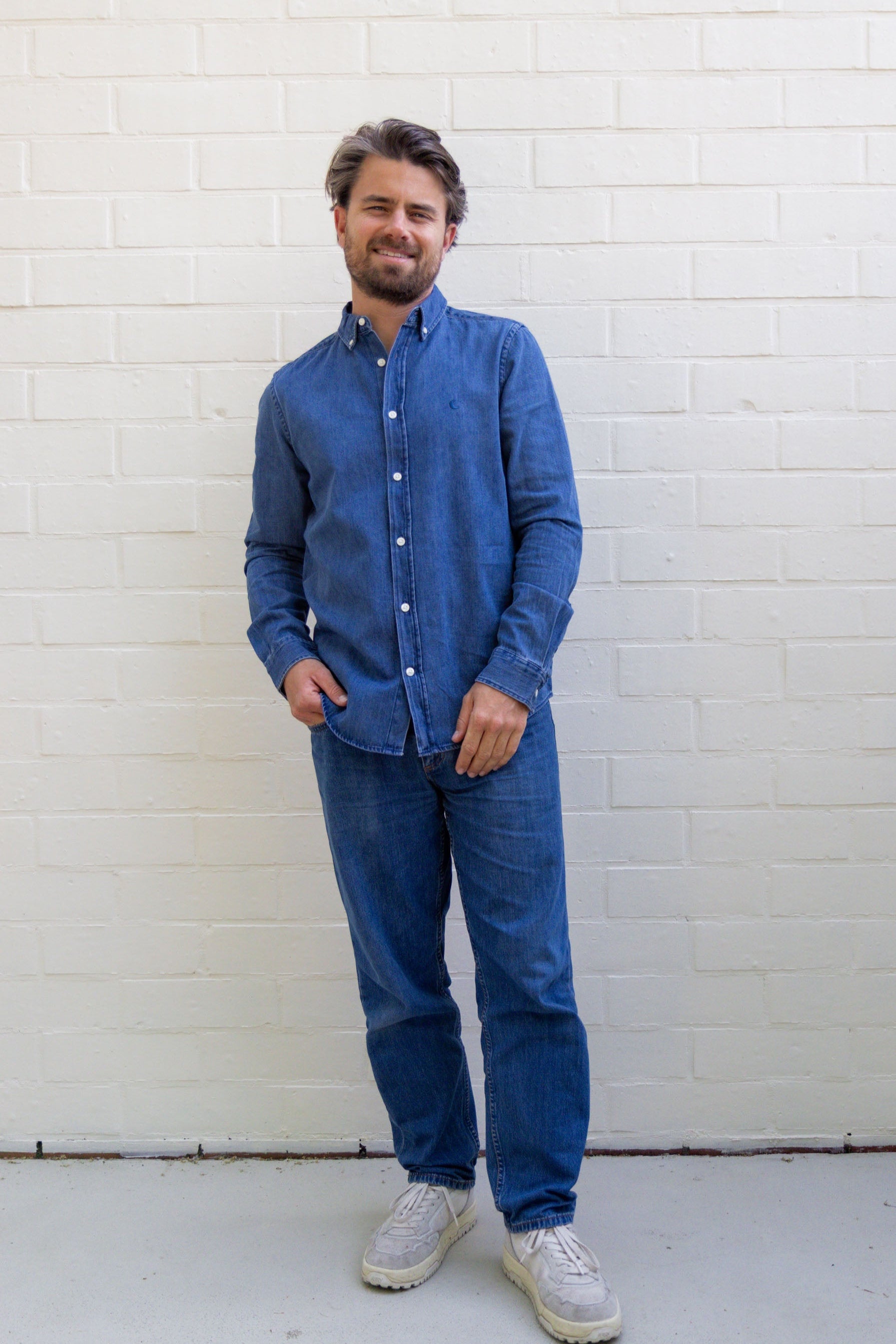 Ella and Rapha Moon camicia uomo denim blu leggera