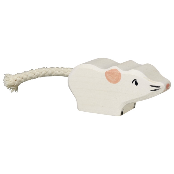 Holztiger Topo Bianco Figura Legno 5 cm