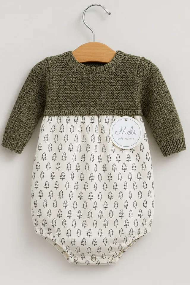 Mebi pagliaccetto maglia verde abeti cotone taglia neonato