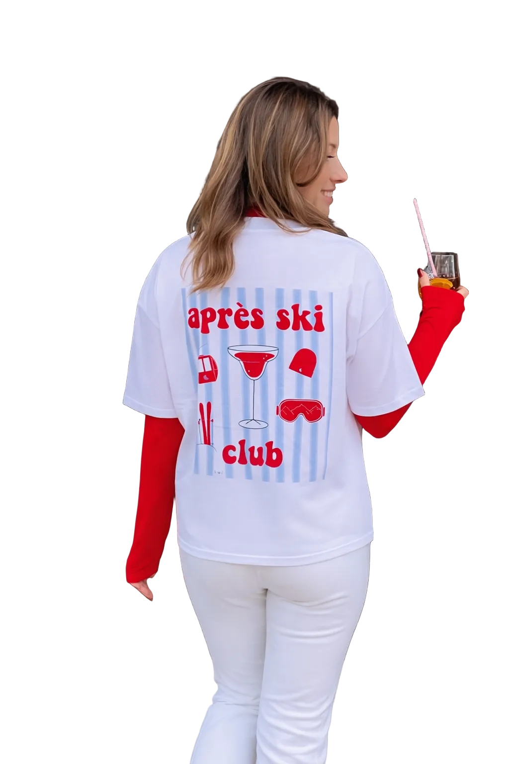 Ella and Rapha Après Ski Club t-shirt bianca donna cotone bio