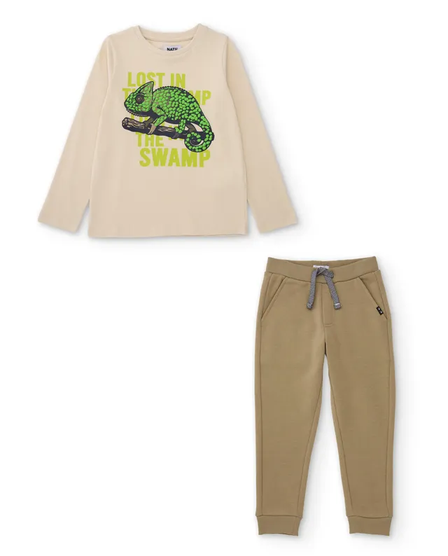 Tuc Tuc completo bambino beige maglia camaleonte cotone