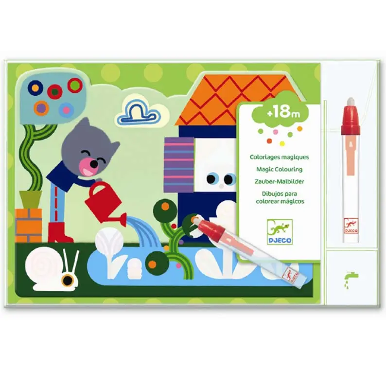 Djeco Garden set colora con acqua 4 schede 18 mesi