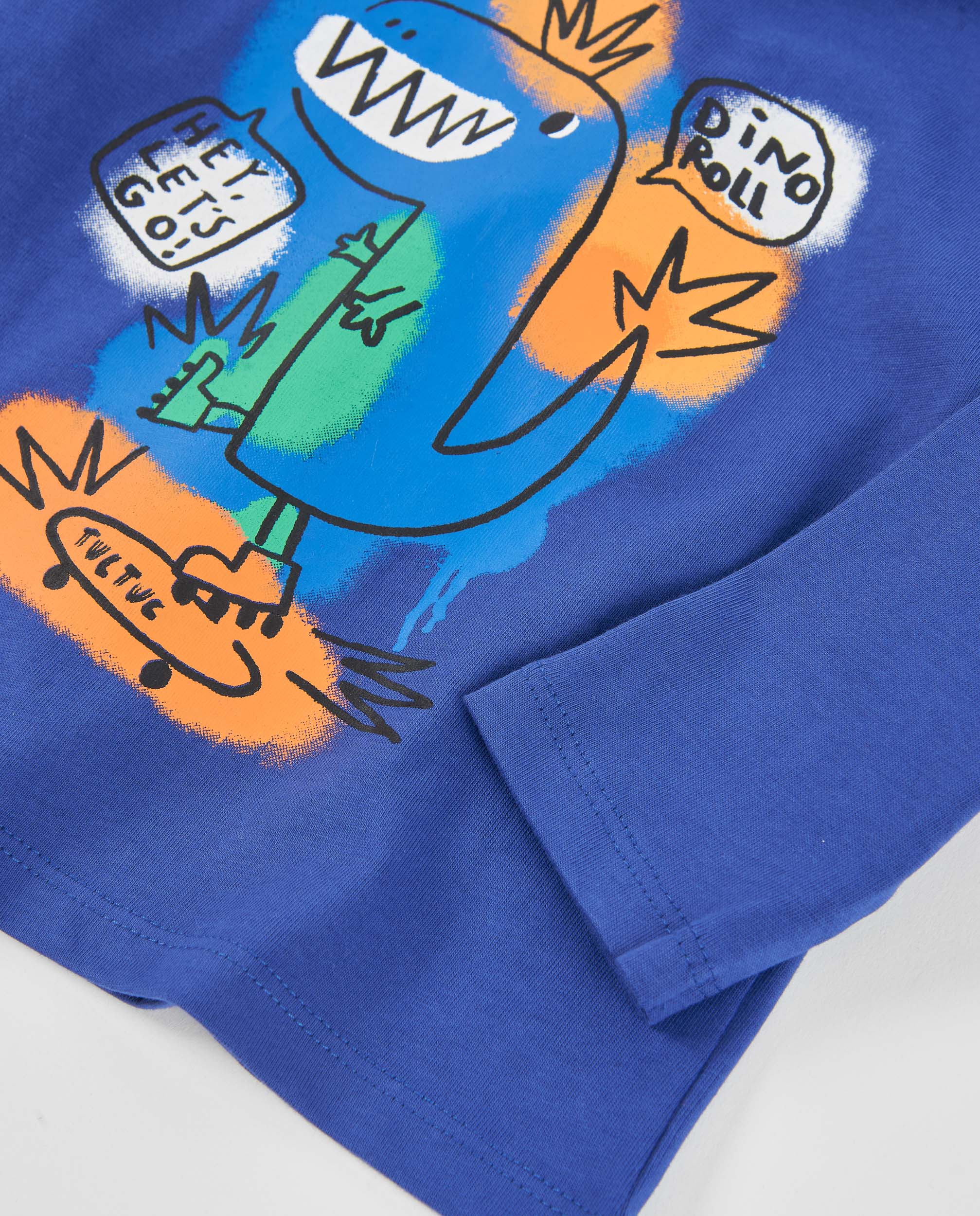 Tuc tuc maglia bambino dinosauro blu manica lunga