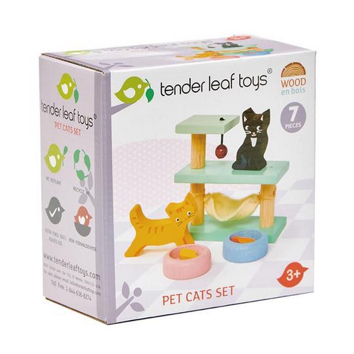 Tender Leaf Set Gattini con Casa gioco legno 2 gattini