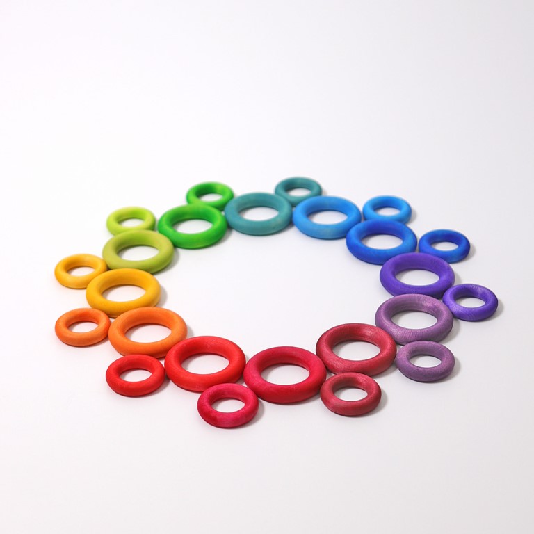 Grimm's Rainbow Building Rings anelli legno 24 pezzi