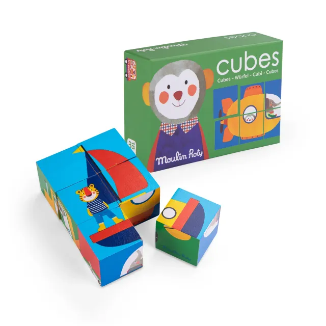 Moulin Roty Les Popipop puzzle 6 cubi legno