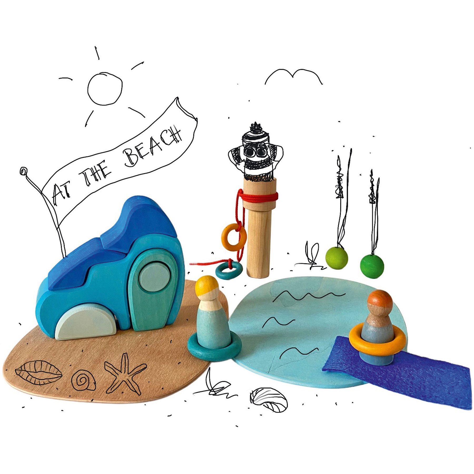 Grimm's Mini Mondo Play by the Water set legno