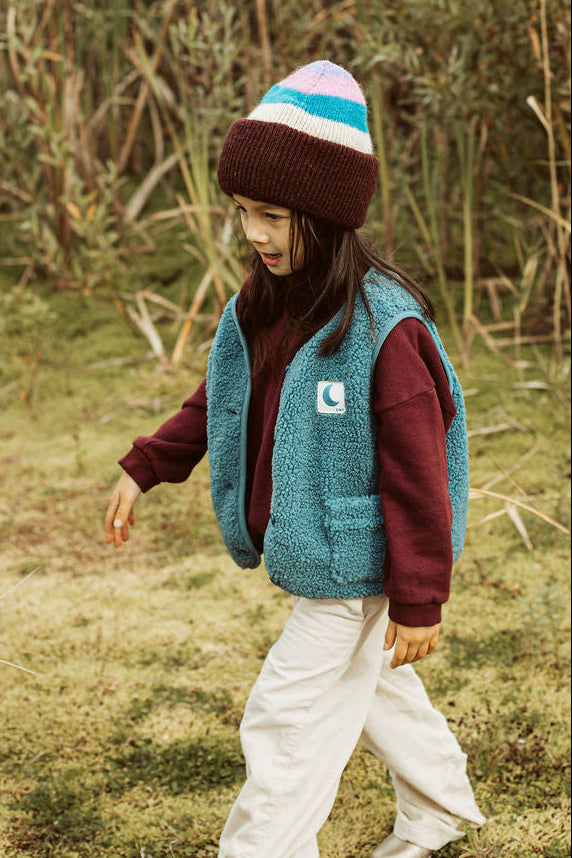 Ella and Rapha Vest gilet teddy blu bimbo caldo