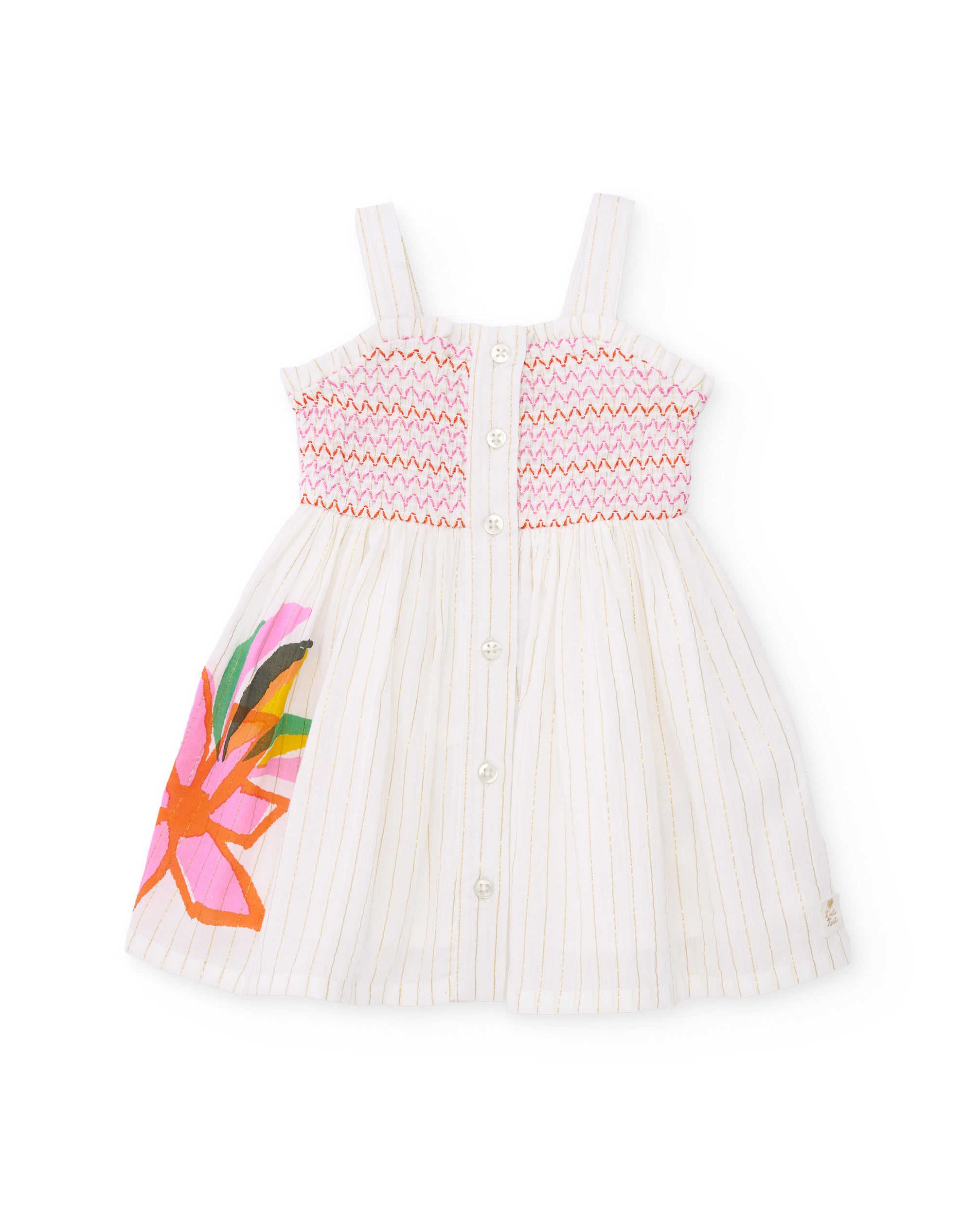 Tuc Tuc vestito bambina bianco con smock rosa