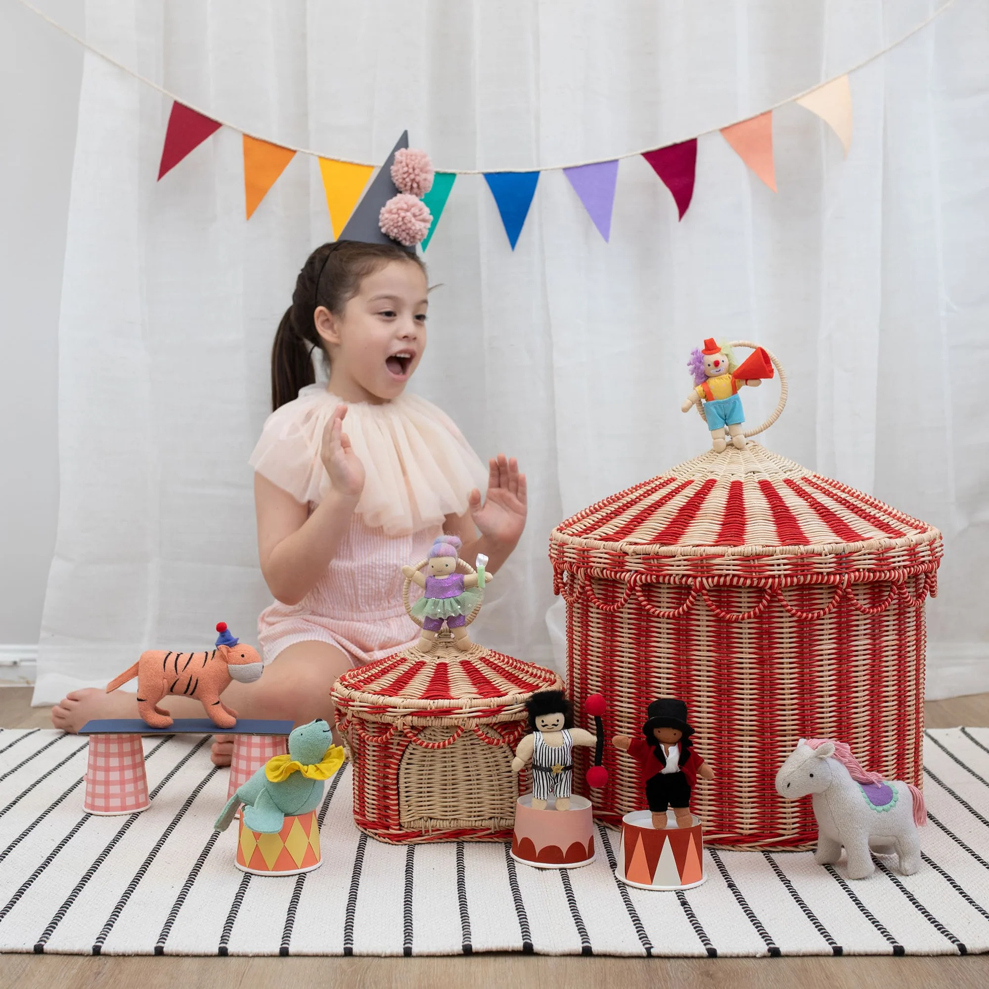 Olli Ella Circus Tent Cestino Rattan 30x37 cm