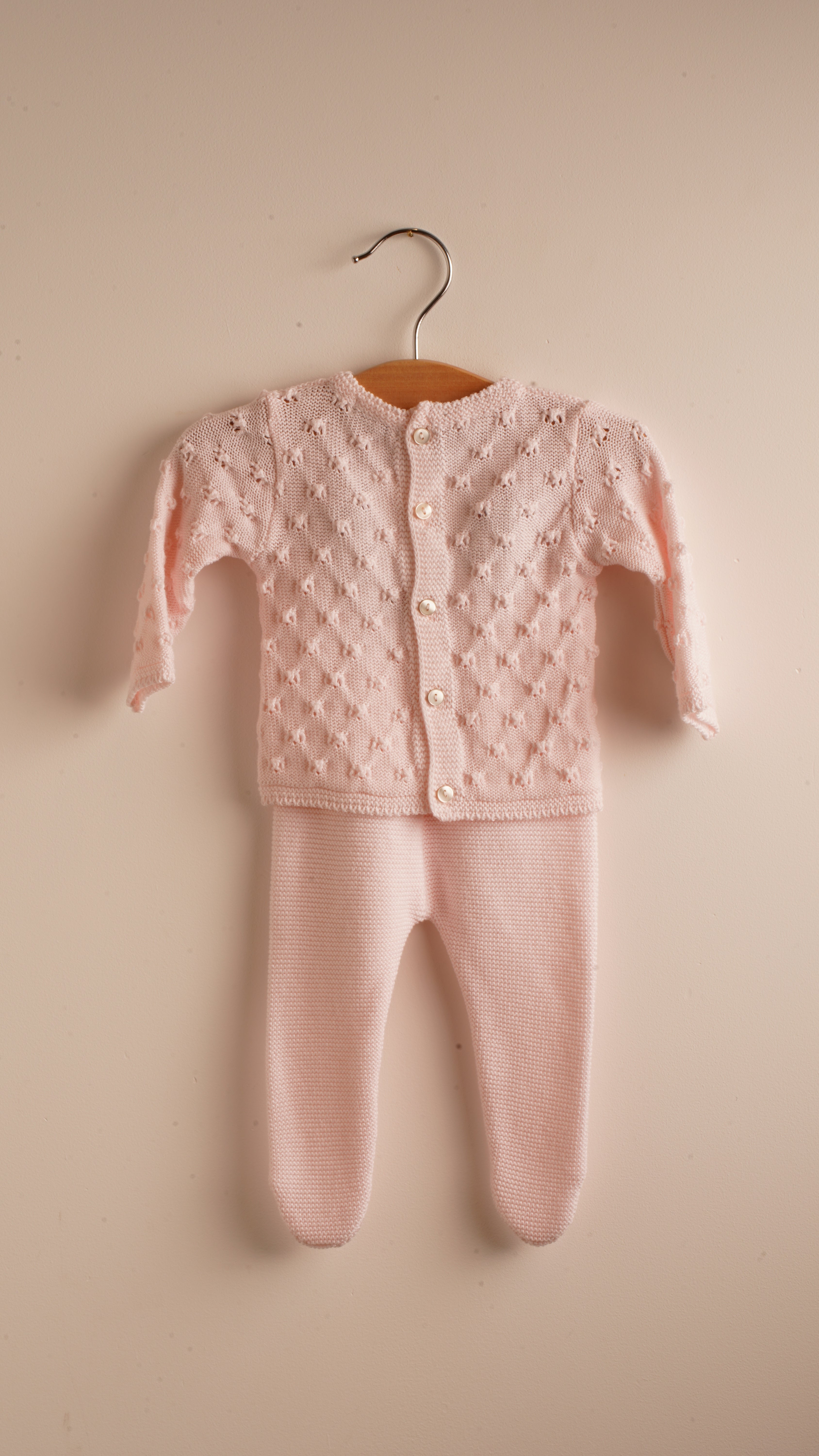 Mebi completo neonato 1 mese rosa maglia cotone