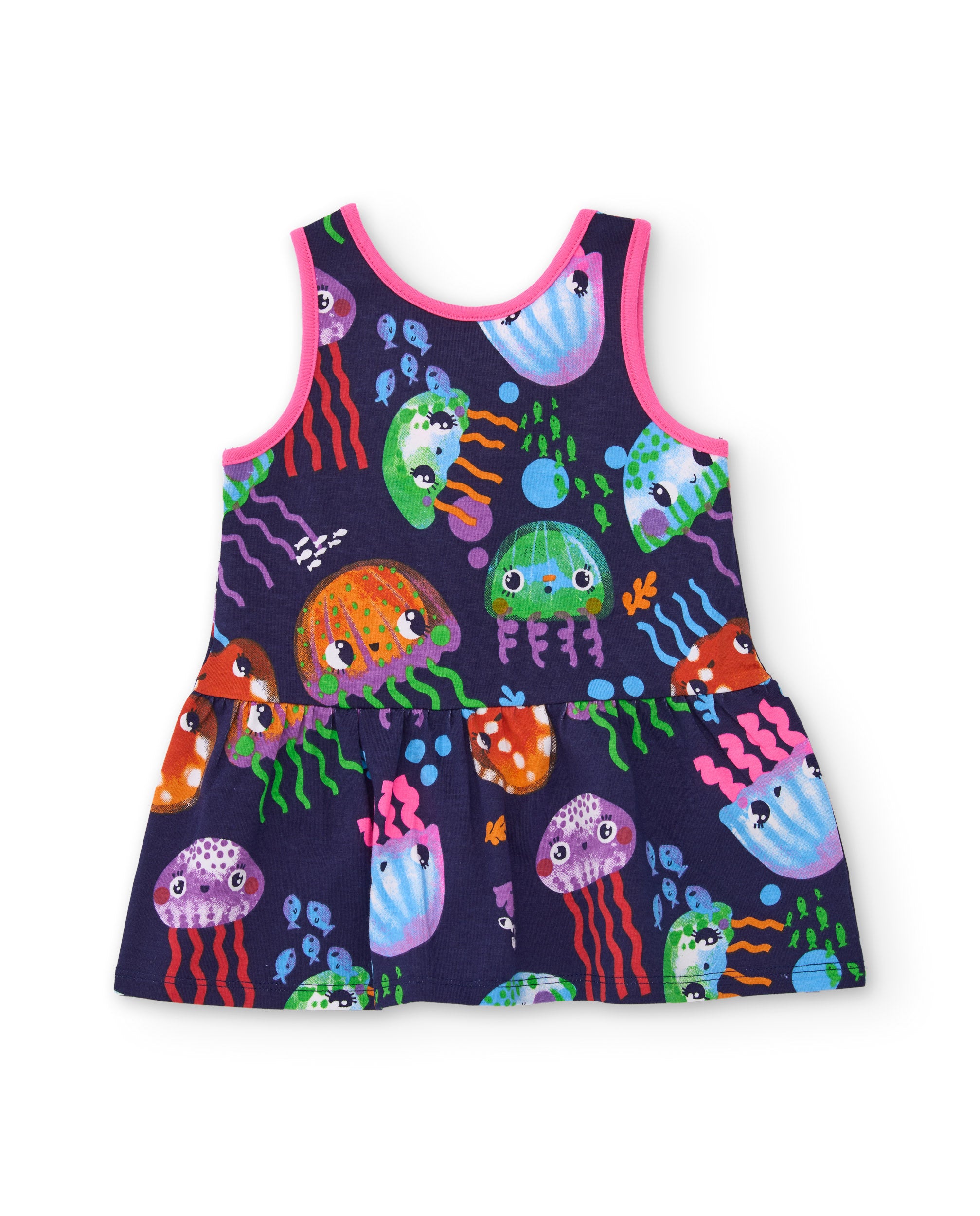 Tuc tuc vestito bambina blu navy meduse estivo smanicato