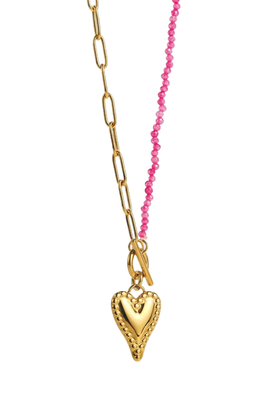 Ella and Rapha Heart 50/50 collana rosa oro acciaio