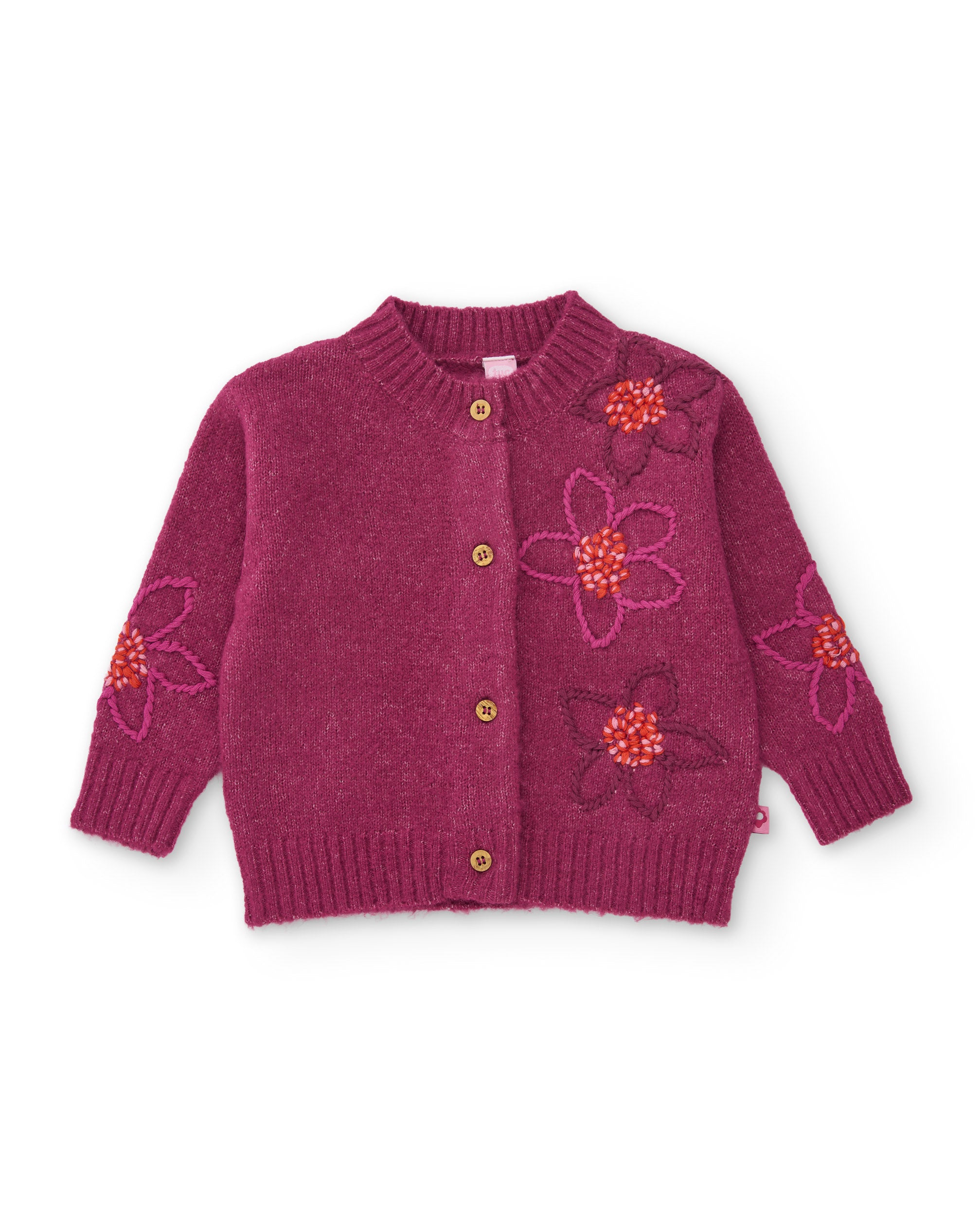 Tuc Tuc cardigan bambina viola ricamo fiori incrociato