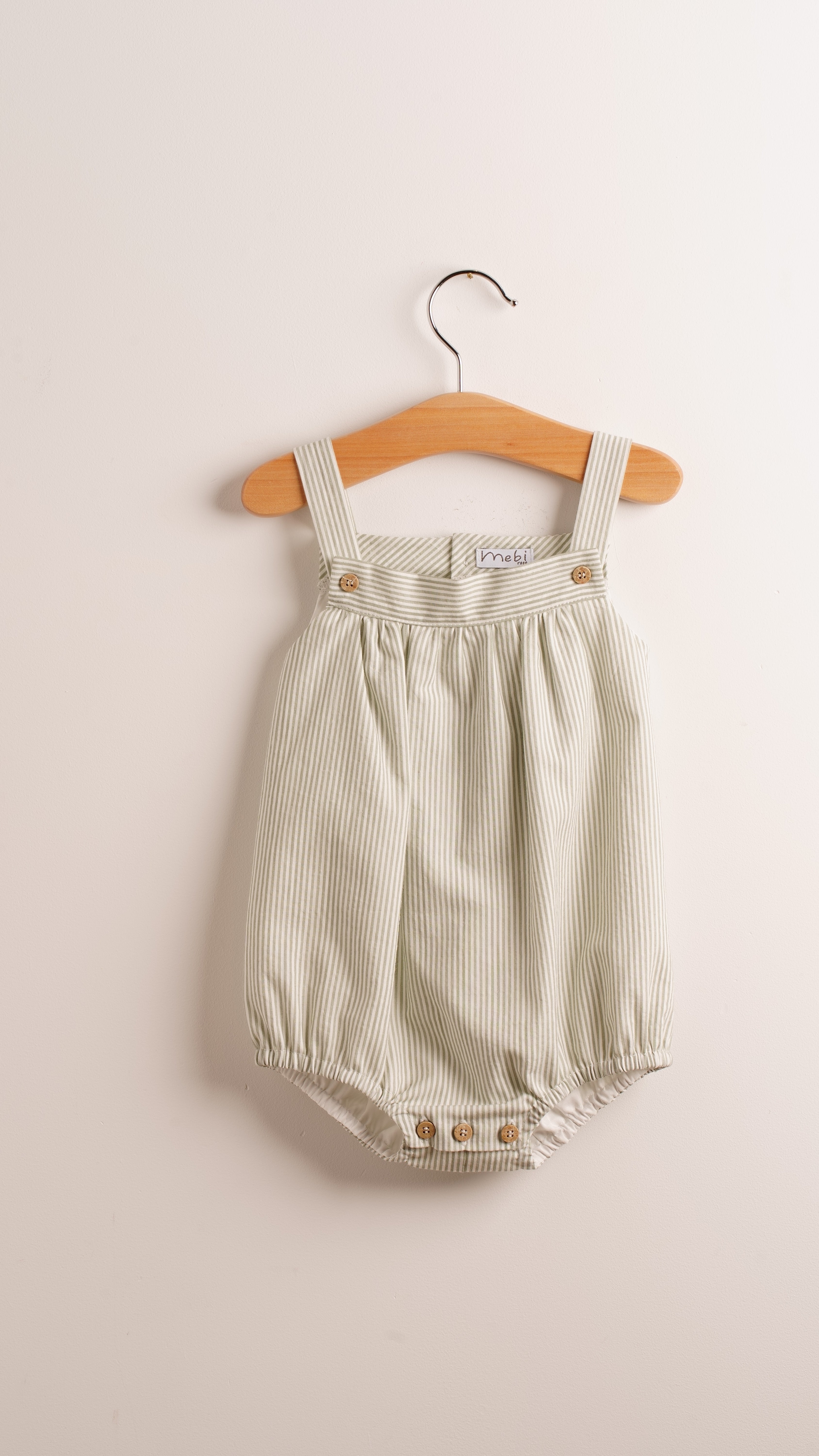Mebi righe pagliaccetto neonato verde cotone