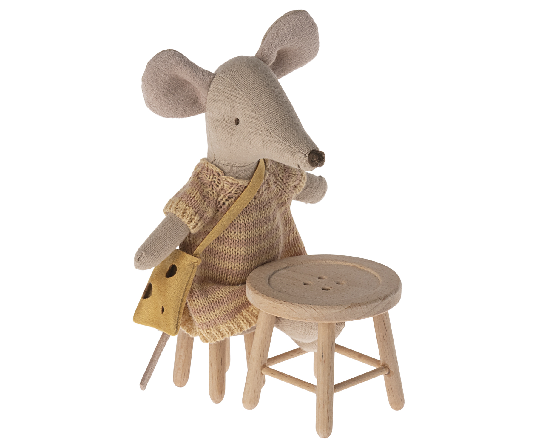 Maileg Topo miniatura tavolo e sgabello in legno 5 cm