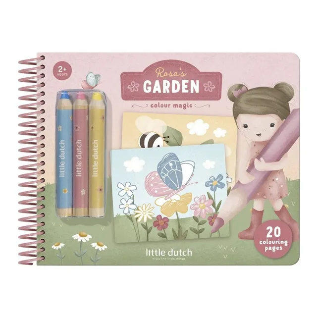 Little Dutch Rosa libro da colorare con matite giardino