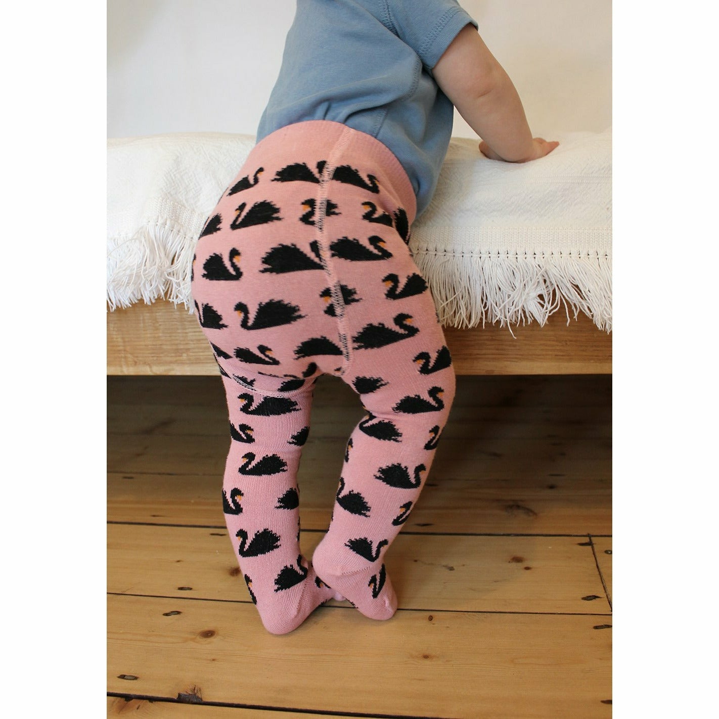Slugs & Snails Black Swan collant bio cigni neri rosa