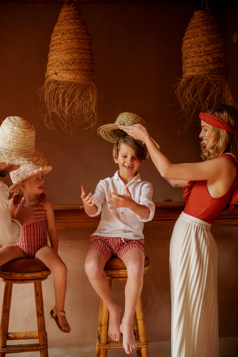 Ella and Rapha Riad Red shorts mare rosso bimbo UPF 50+