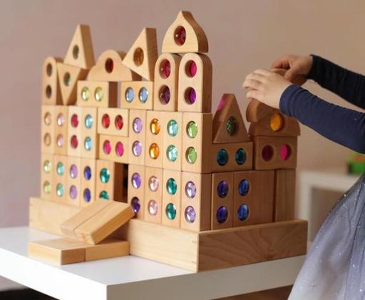 Bauspiel Color Street Set Costruzioni Legno 45 Pezzi