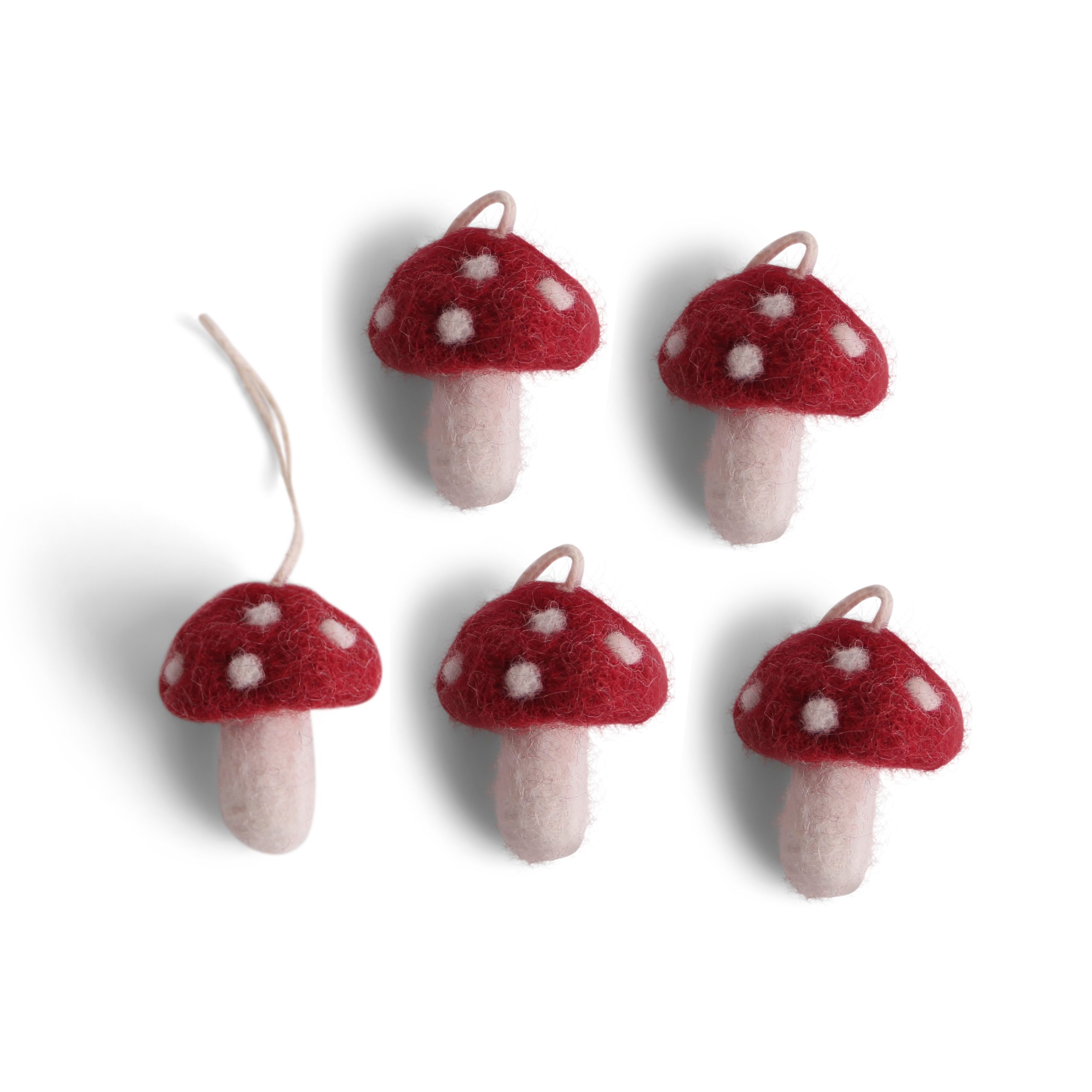 Gry & Sif funghi rossi pendenti feltro set 5 pezzi Natale