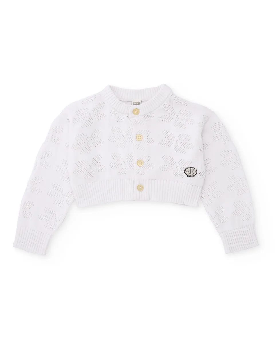 Tuc Tuc Cardigan Bimba Traforato Bianco in Maglia