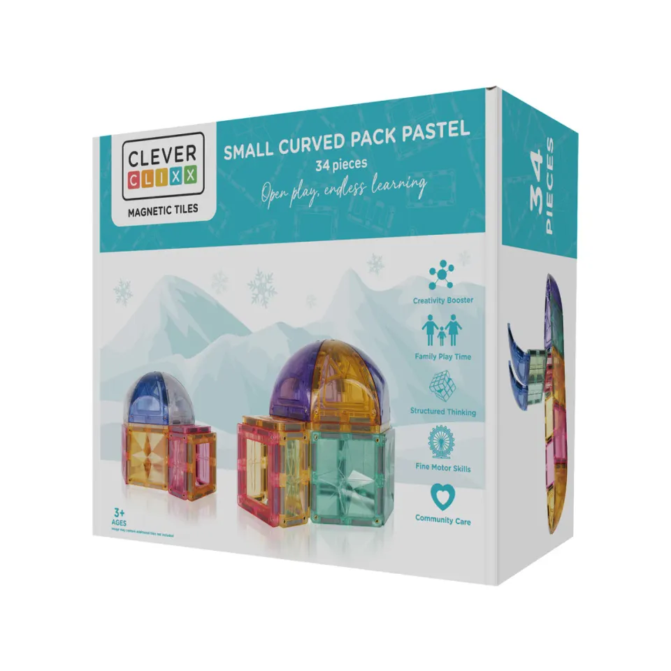 Cleverclixx Curved Dome costruzioni magnetiche 34 pezzi pastel