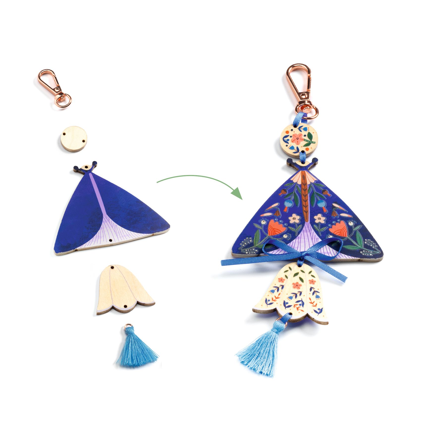 Djeco Do It Yourself Butterflies kit portachiavi legno 3 pezzi