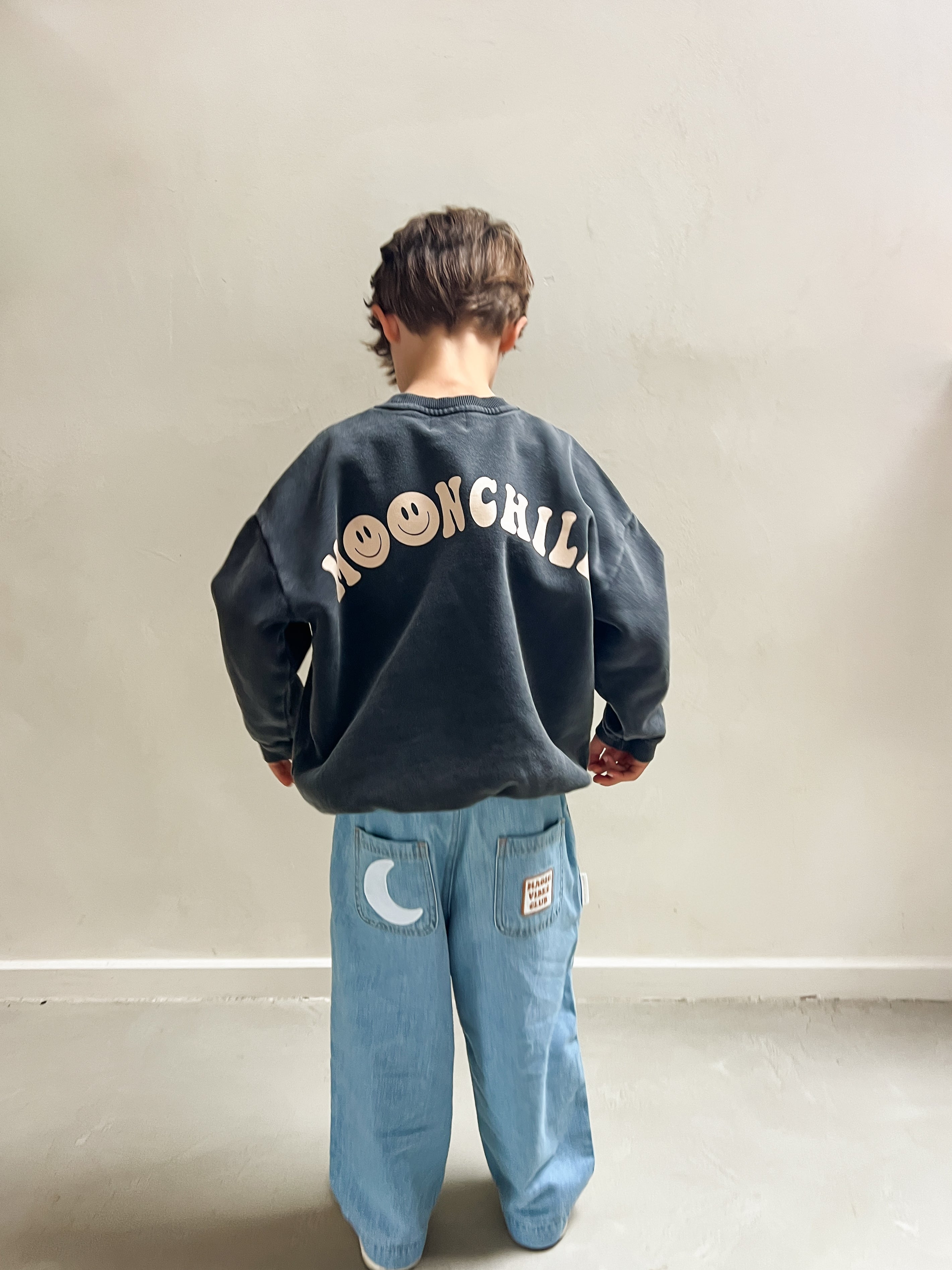 Ella and Rapha Moonchild Little felpa grigia vintage larga cotone